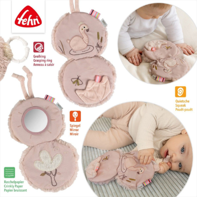 Fehn Lazy, Crazy, Pink - Soft book flamingo