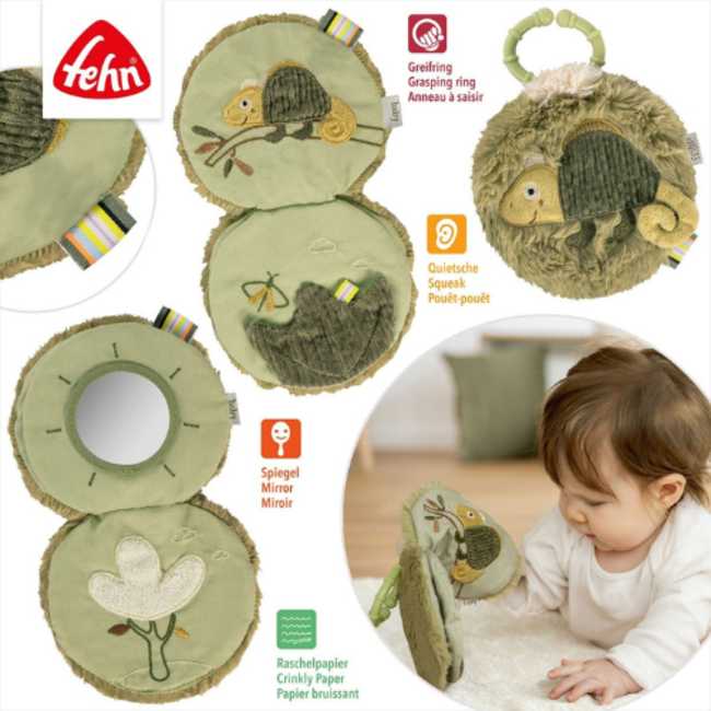 Fehn Lazy, Crazy, Pink - Soft book chameleon