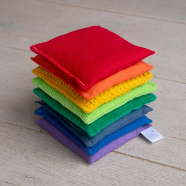 Little Botanic label Sensorische pittenzakjes - Regenboog - 6 stuks