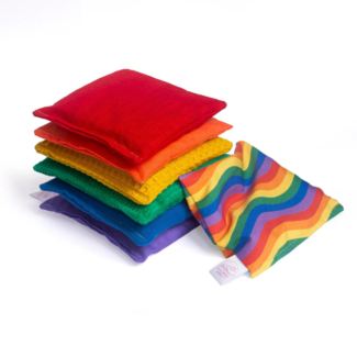 Little Botanic label Sensorische pittenzakjes - Regenboog + waves - 7 stuks