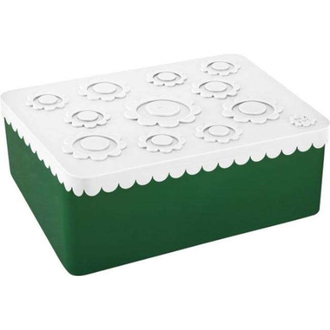 Blafre lunch box 3 compartimenten flower white+dark green