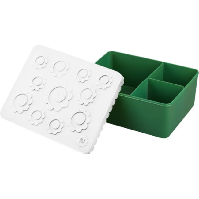 lunch box 3 compartimenten flower white+dark green