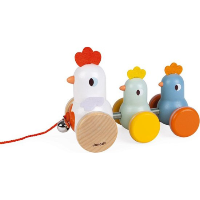 Janod - Trekfiguur Haan en kippen