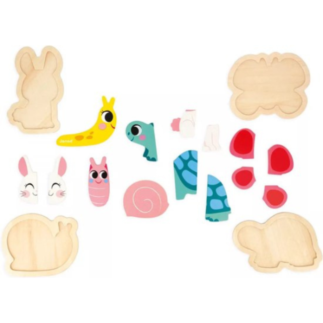 Janod Puzzelset - 4 puzzels 2-3-4-5 stukken Tuin