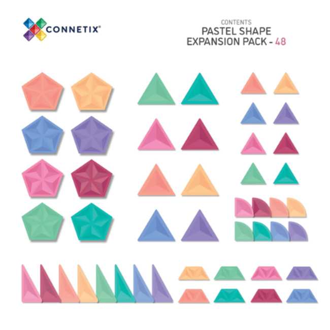 Connetix Magnetisch bouwset - Pastel Vormen uitbreiding (Pastel Shape Expansion Pack 48 pc)