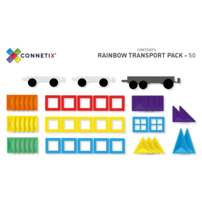 Connetix Magnetisch bouwset - Regenboog Transport set  (Rainbow Transport Pack 50 pc)
