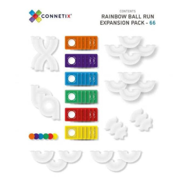 Connetix Magnetisch bouwset - Regenboog Knikkerbaan Uitbreiding  (Rainbow Ball Run Expansion Pack 66 pc)