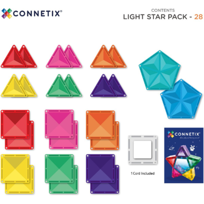 Connetix Magnetisch bouwset, Light Star Pack 28 pc (ster met licht)