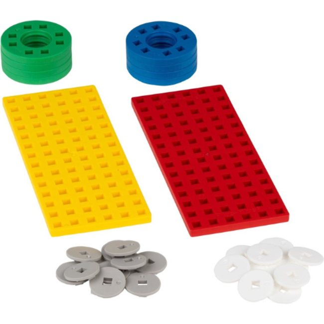 Plus Plus Bouwplaat geel/rood klein en wielen: 26 stuks