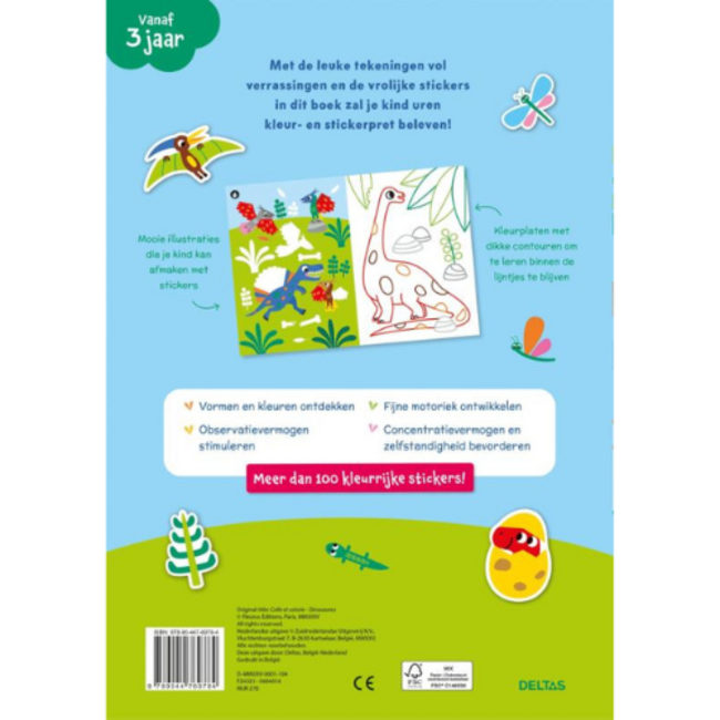 Deltas Kleur- en stickerpret - Lieve dino's (vanaf 3 jaar)