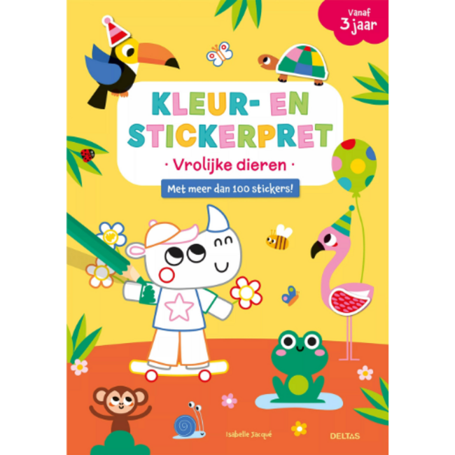 Deltas Kleur- en stickerpret - Vrolijke dieren (vanaf 3 jaar)