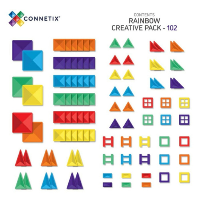 Connetix Magnetisch bouwset, Connetix - Regenboog Basisset 102 stuks  (Rainbow Creative Pack 102 pc)