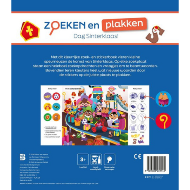 Ballon Zoekboeken - Zoeken en plakken: Dag Sinterklaas! 3+