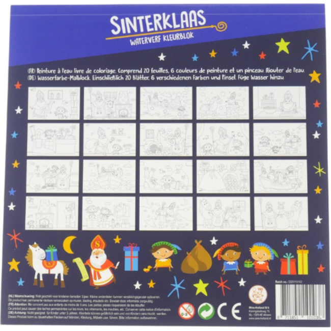 waterverf kleurboek Sinterklaas
