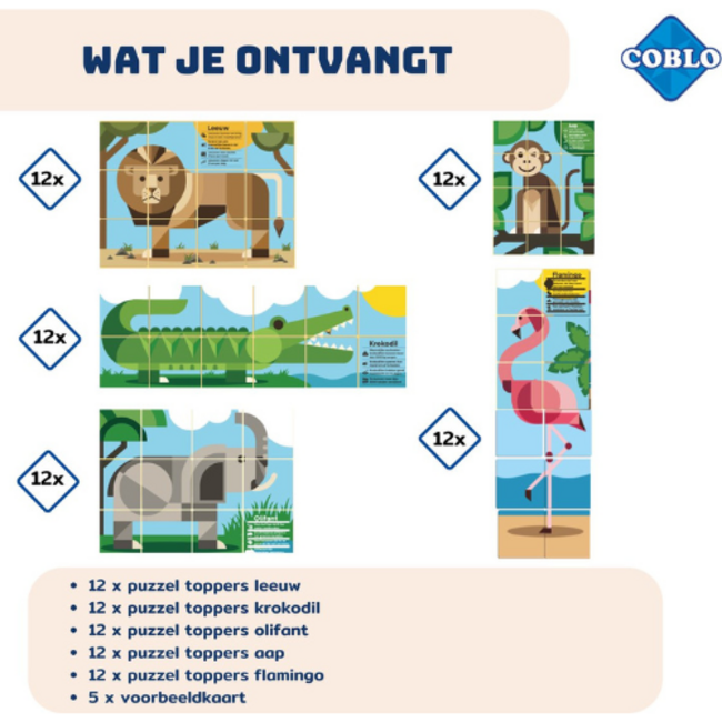 Coblo Magnetisch Bouwset, Bouw speelgoed - Toppers Dieren 60 stuks