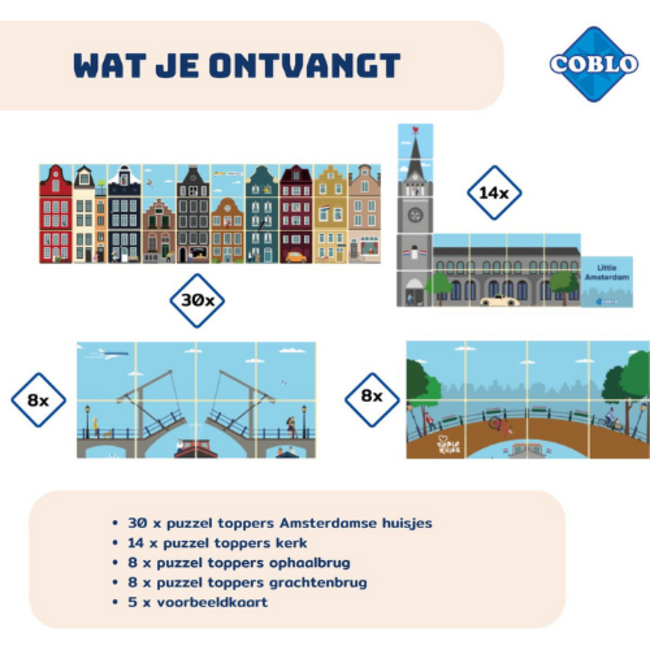 Coblo Magnetisch Bouwset, Bouw speelgoed - Toppers Little Amsterdam 60 stuks
