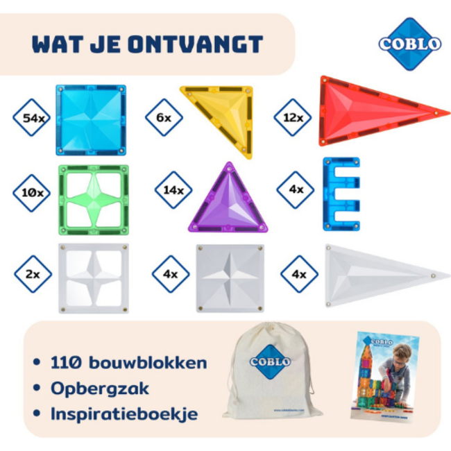 Coblo Magnetisch Bouwset, Bouw speelgoed - Coblo Promotie-deal: 10 zilveren stenen GRATIS bij 100 stuks