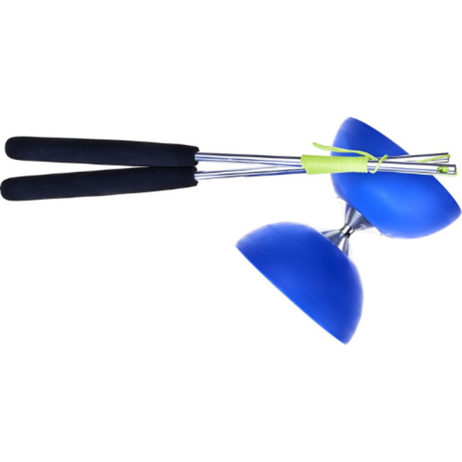 Acrobat - Set 105 Rubber diabolo - Blauw + aluminium handstokken