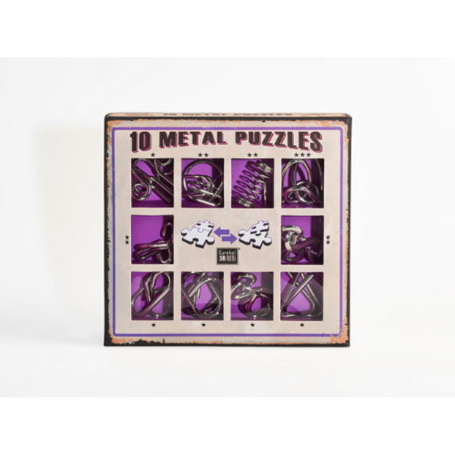 Eureka Metalen Puzzelset - 10 Metalen puzzels set - Paars