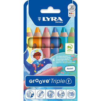 Lyra GROOVE triple 1 Potloden Pastel set van 6