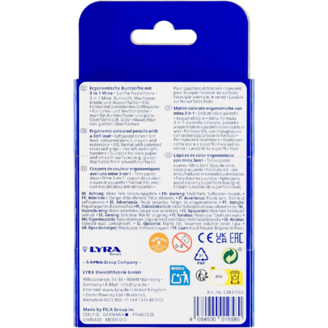 Lyra GROOVE triple 1 Potloden Pastel set van 6