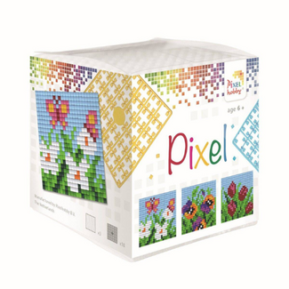 Pixelhobby Knutselen, Pixelhobby - Pixel kubus - Bloemen