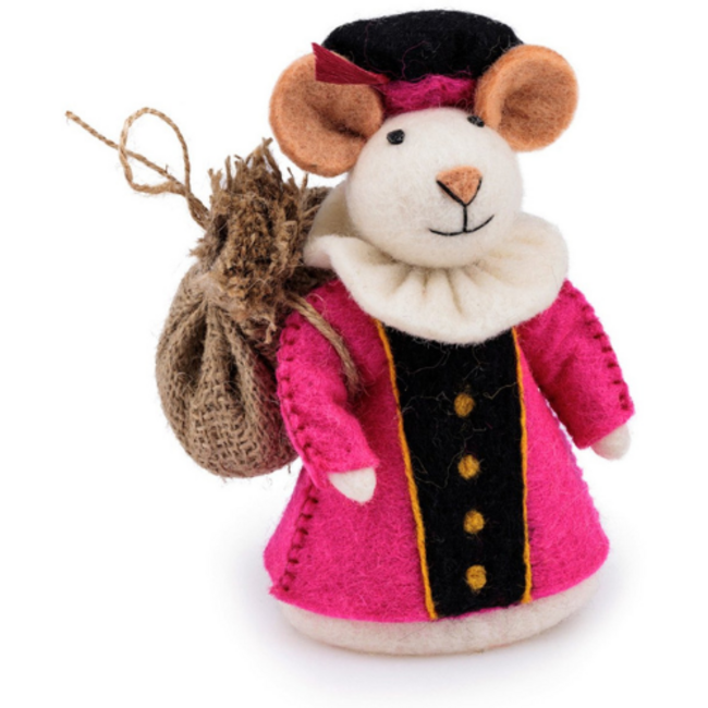 Sjaal met Verhaal Decoratie Muis Pietermuis Fuchsia