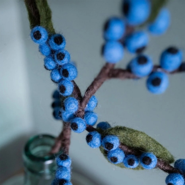 Sjaal met Verhaal Bloem: Tak Bes Blauw