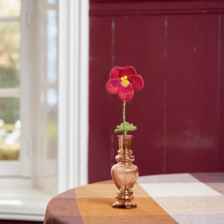 Sjaal met Verhaal Bloem, winterviooltjes Bordeaux/Burgundy