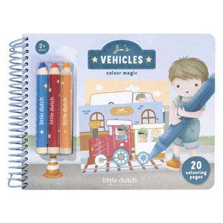 Little Dutch Little Dutch Jim's Voertuigen Kleurboek - Met 3 Potloden