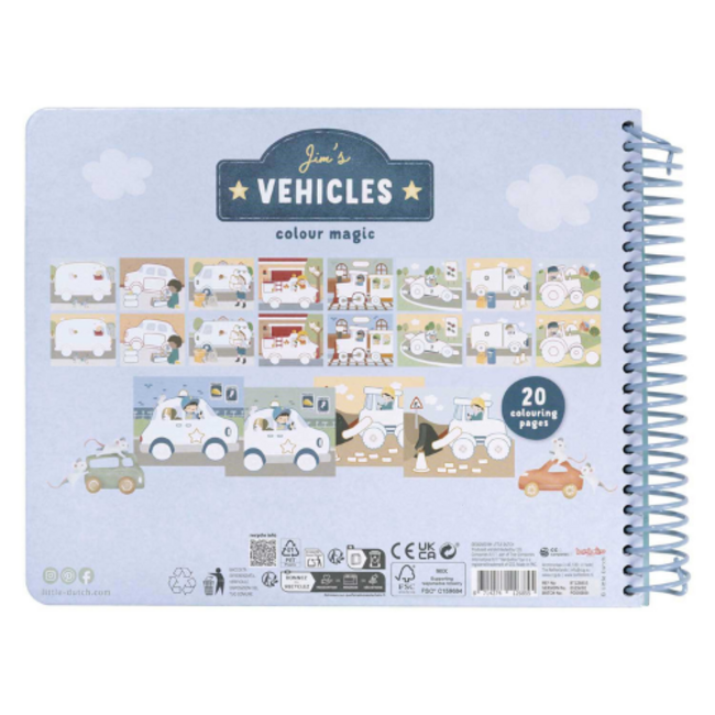 Little Dutch Little Dutch Jim's Voertuigen Kleurboek - Met 3 Potloden
