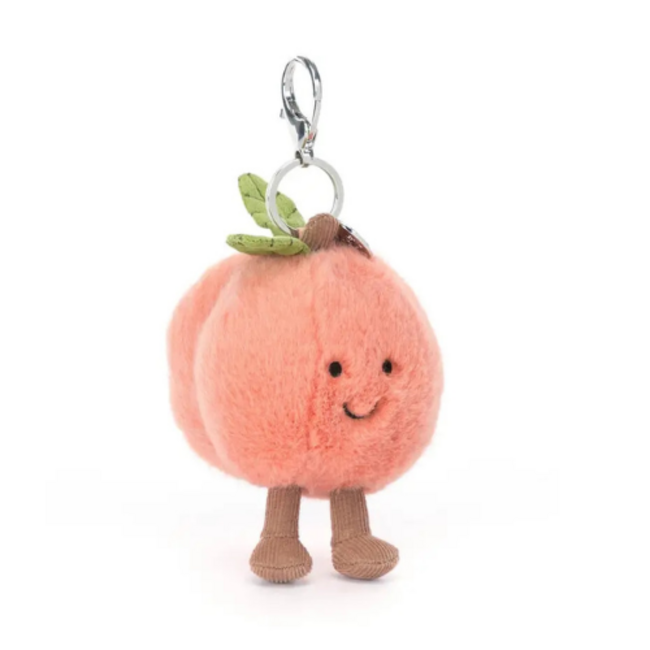 Jellycat Amuseables Jellycat, Peach Bag Charm (perzik sleutelhanger)