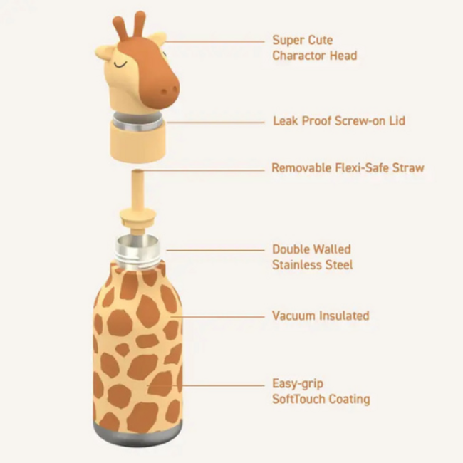 Asobu Rvs Drinkfles  Giraf (Bestie Animal Bottle Giraffe)