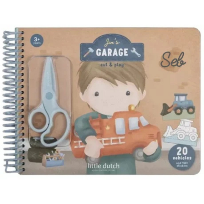 Little Dutch Jim's garage cut & play boek