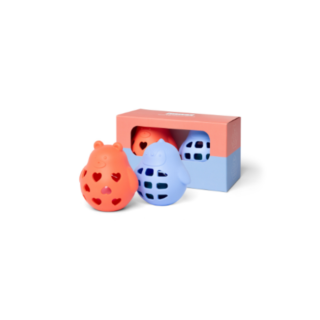 Babyspeelgoed - Siliconen Little L - Beer en Pinguïn - Blauw en Oranje