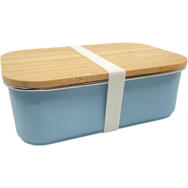 Smikkels Lunchbox met bamboe deksel 900ml Blauw