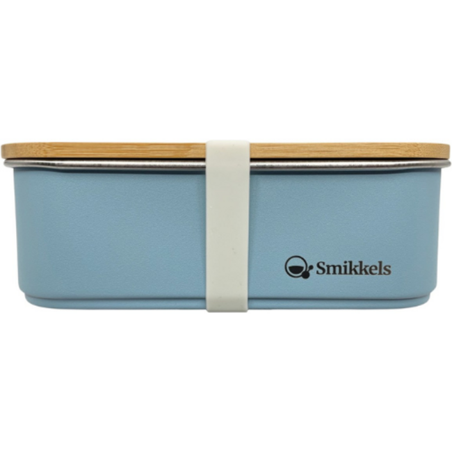 Smikkels Lunchbox met bamboe deksel 900ml Blauw