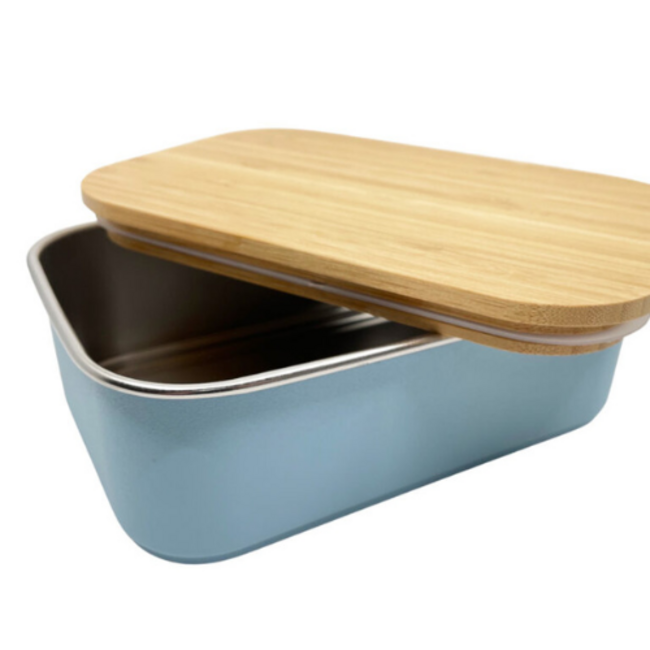 Smikkels Lunchbox met bamboe deksel 900ml Blauw