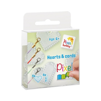 Pixelhobby Pixelhobby, Set van 4 hart-vormige basisplaten & 4 color cords