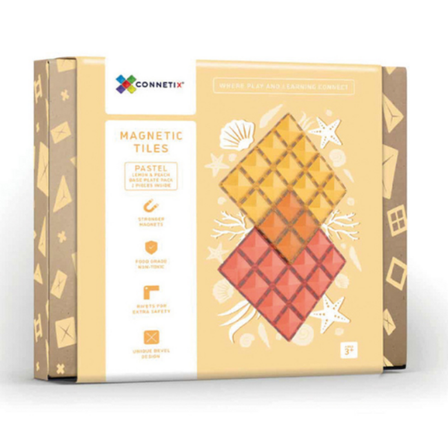 Connetix Pastel Lemon & Peach Bouwplaten 2 stuks