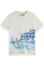 SCOTCH & SODA SCOTCH & SODA T-shirt wit met blauwe print