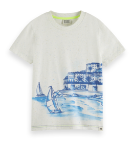 SCOTCH & SODA SCOTCH & SODA T-shirt wit met blauwe print