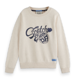SCOTCH & SODA SCOTCH & SODA Regular fit crewneck with chest oatmeal melange