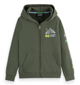 SCOTCH & SODA SCOTCH & SODA artwork zip-through hoodie thyme