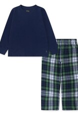 RALPH LAUREN RALPH LAUREN Pyjama unisex blauwe t-shirt met broek geruit