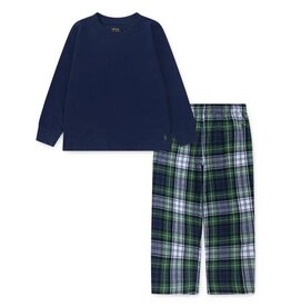 RALPH LAUREN RALPH LAUREN Pyjama unisex blauwe t-shirt met broek geruit