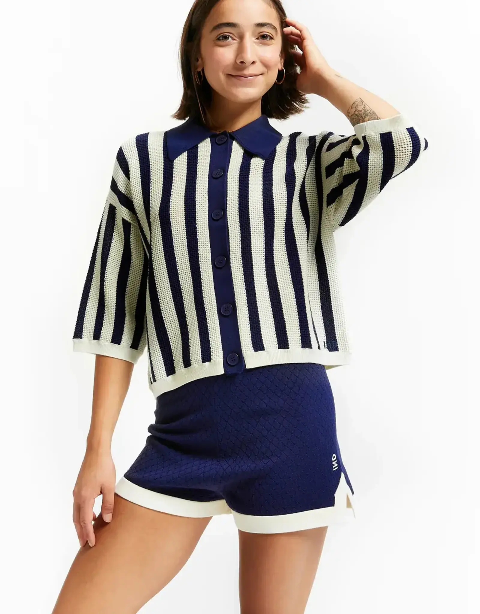 INDEE INDEE Varnish striped polo navy
