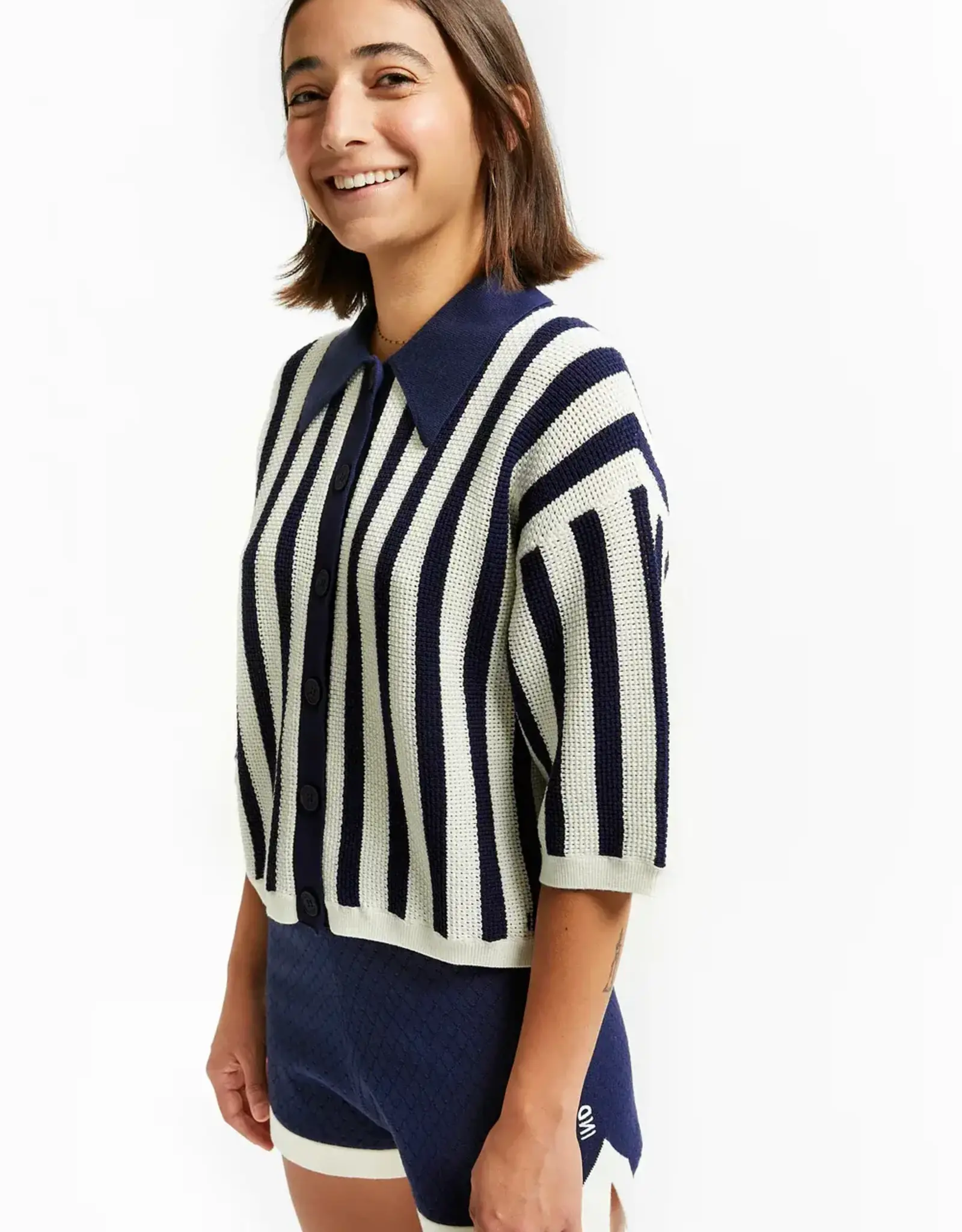INDEE INDEE Varnish striped polo navy