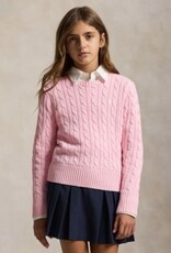 RALPH LAUREN RALPH LAUREN Pull kabel meisje roze met wit paardje