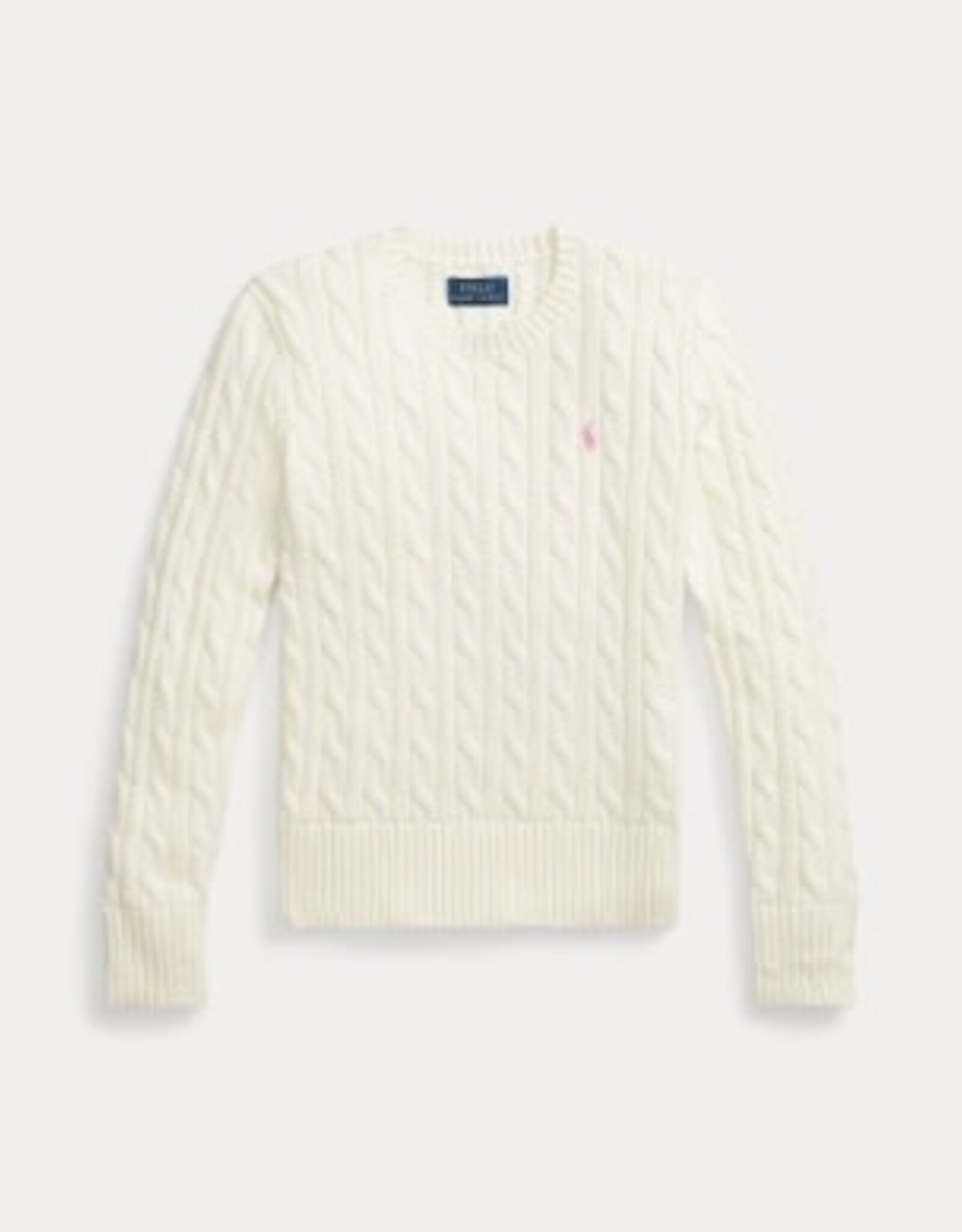 RALPH LAUREN RALPH LAUREN Pull kabel meisje warmwit/roze paardje